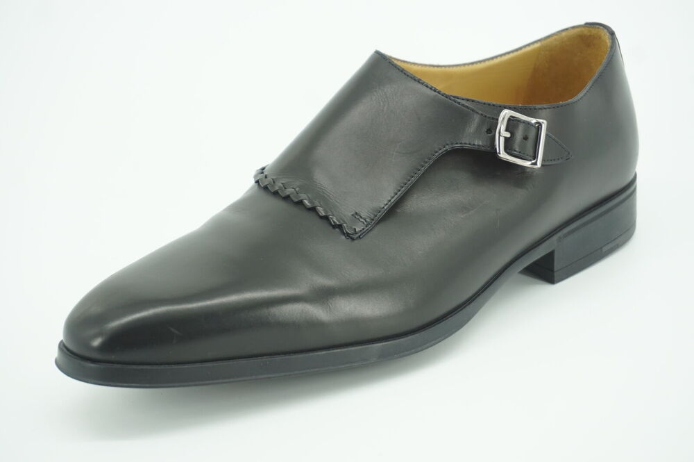 Sutor Mantellassi Marzio Black Leather Monk Strap Loafers Size 10 slip on $565
